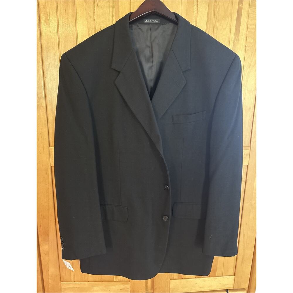 Calvin America Super 120s Wool Suit Jacket Blazer Black Mens 48R Regular